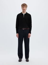 YARIM FERMUARLI POLO KAZAK, Black, highres