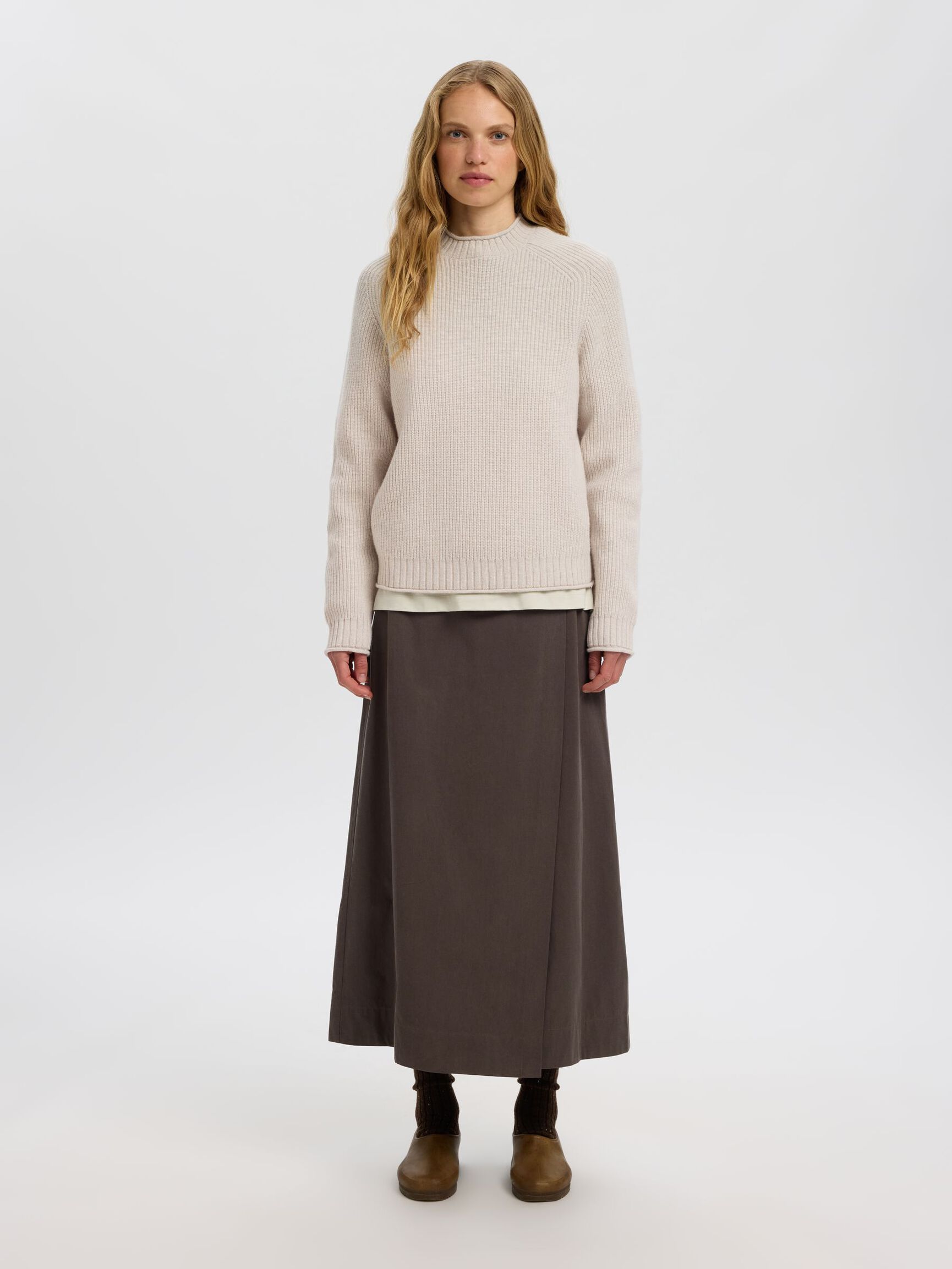 WOOL PULLOVER, Silver Birch, highres