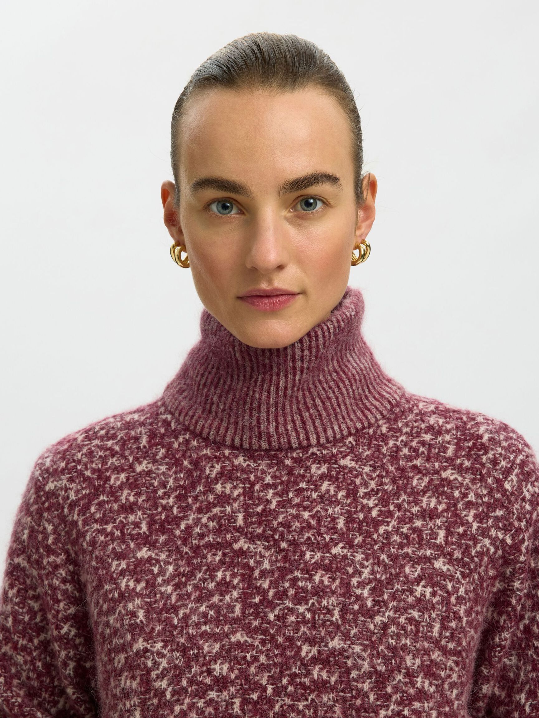 HIGH NECK PULLOVER, Tawny Port, highres