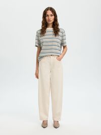 STRIPED BOXY FIT T-SHIRT, Cashmere Blue, highres
