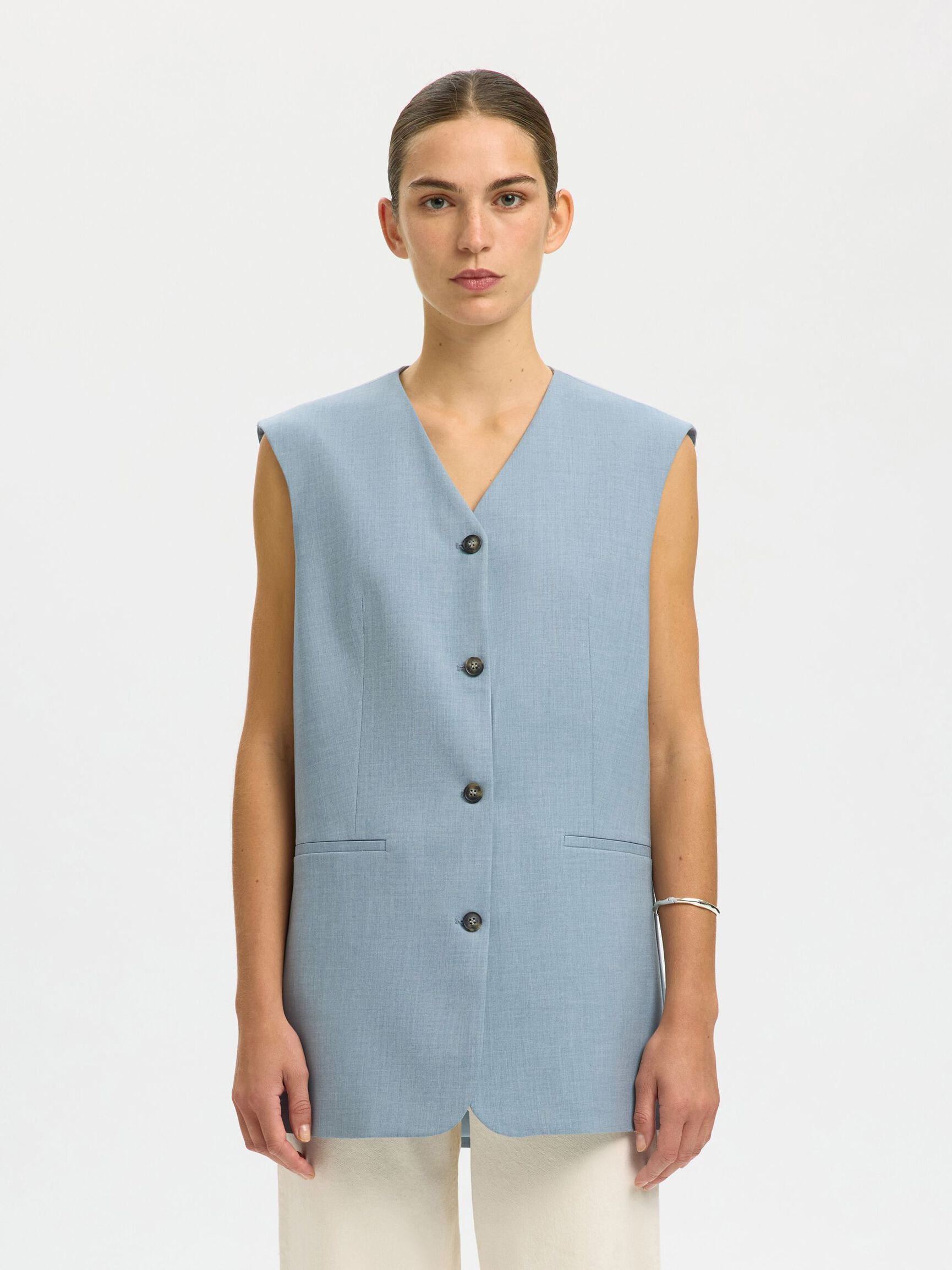 BOXY FIT YELEK YELEK, Dusty Blue, highres