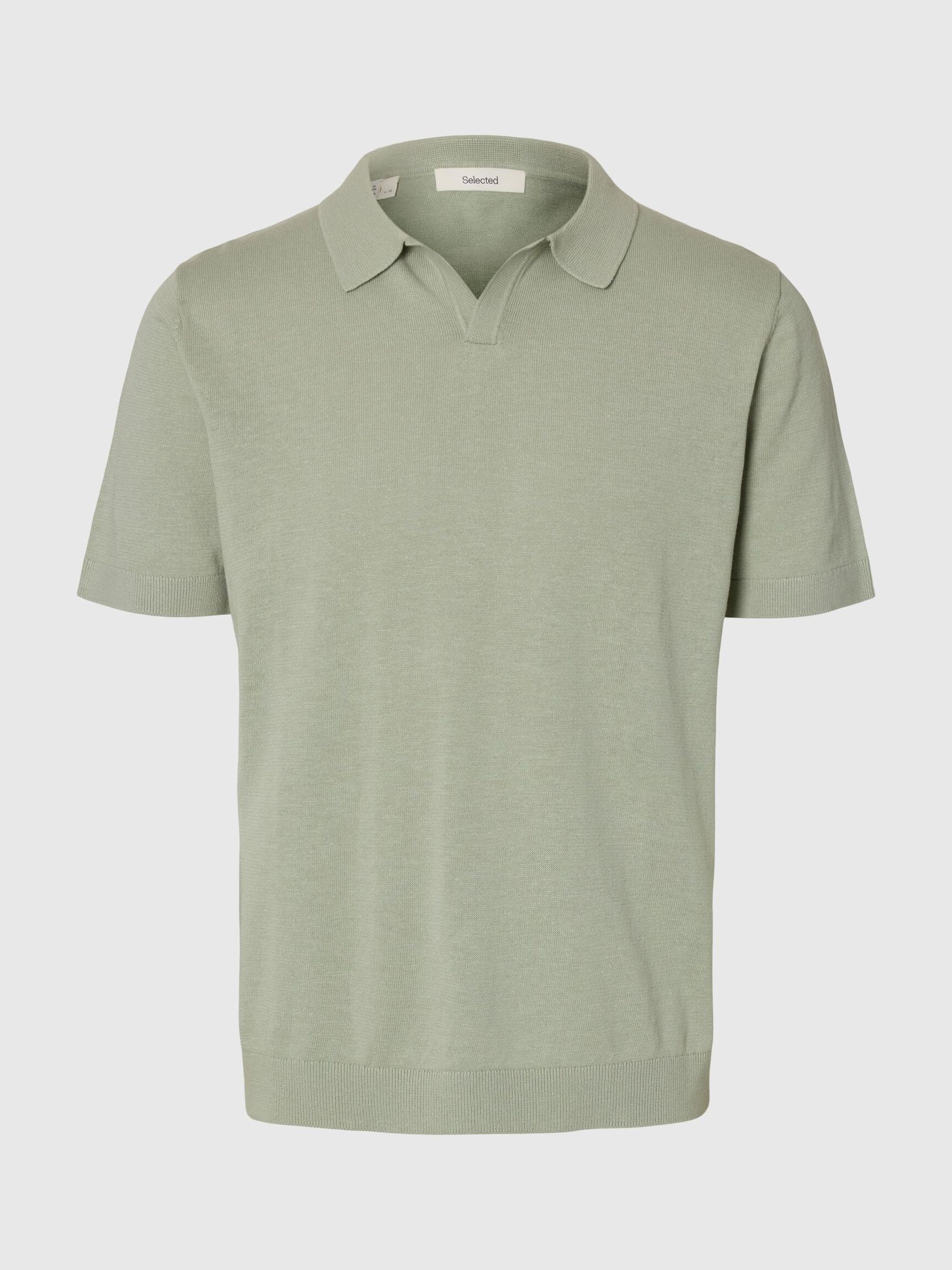 SHORT SLEEVED KNITTED POLO SHIRT, Aqua Gray, highres