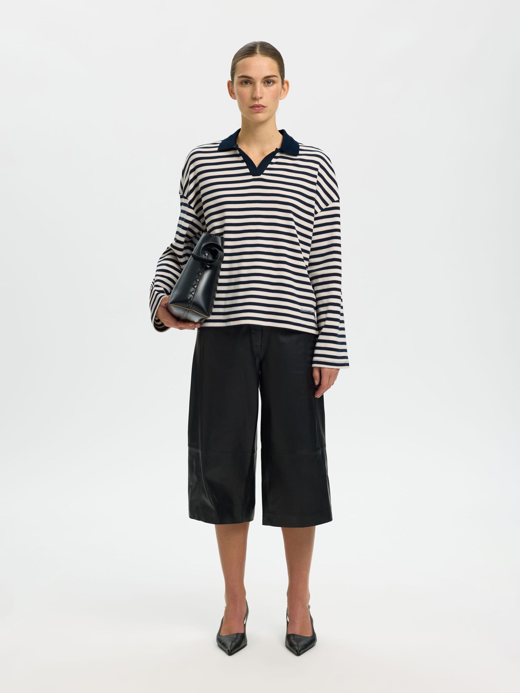 RELAXED FIT LONG-SLEEVED POLO, Dark Sapphire, highres