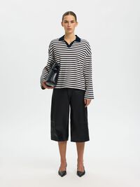RELAXED FIT LONG-SLEEVED POLO, Dark Sapphire, highres
