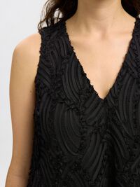 V-NECK MINI DRESS, Black, highres
