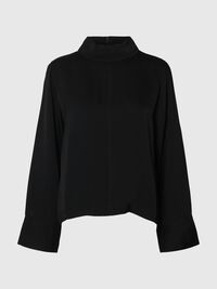 YÜKSEK YAKA UZUN KOLLU BLUZ, Black, highres