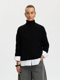 CASHMERE BLEND PULLOVER, Black, highres