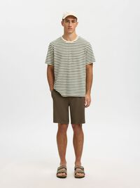 STRIPED CREWNECK T-SHIRT, Egret, highres