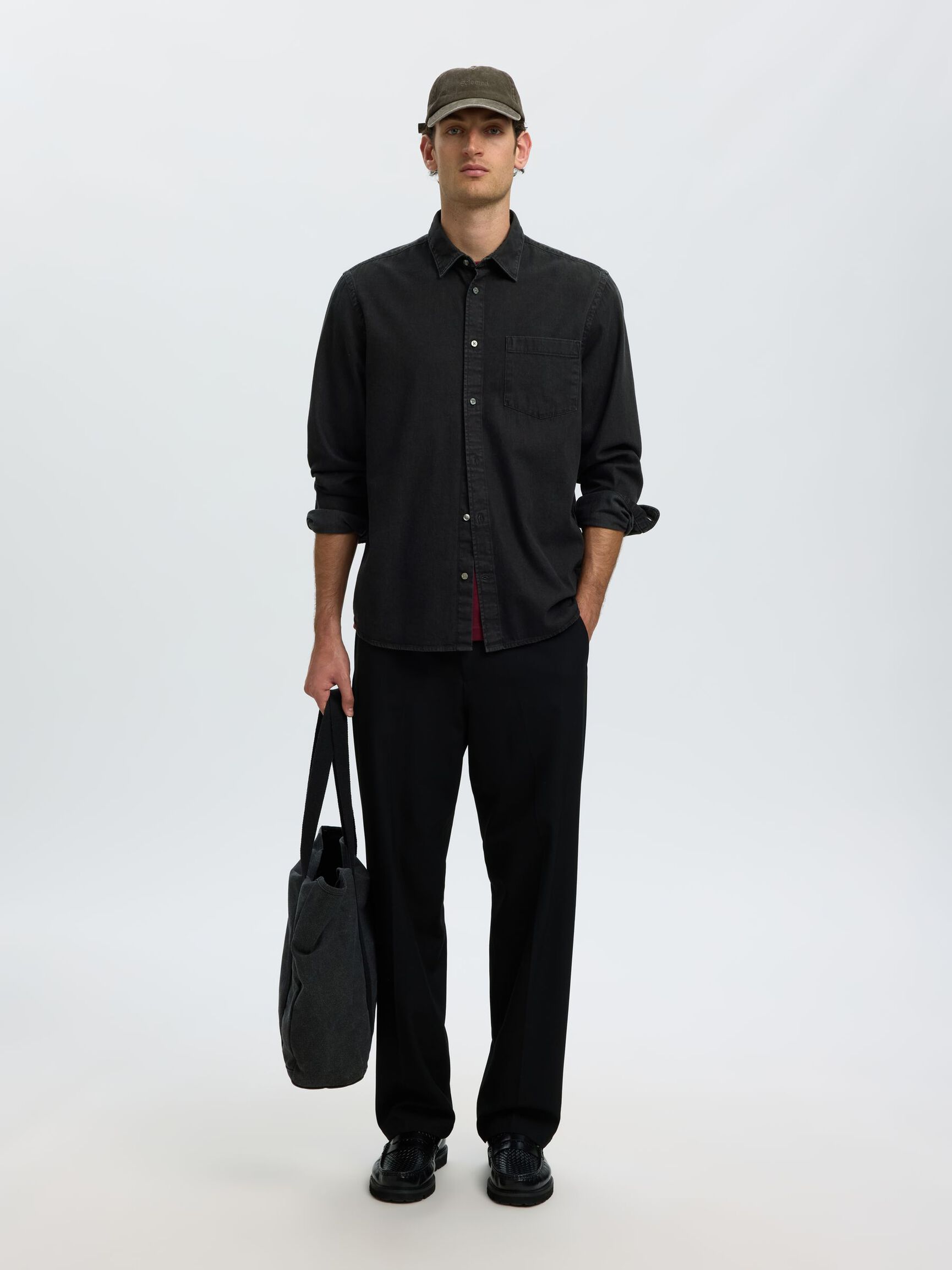 REGULAR FIT DENIM GÖMLEK, Black Denim, highres