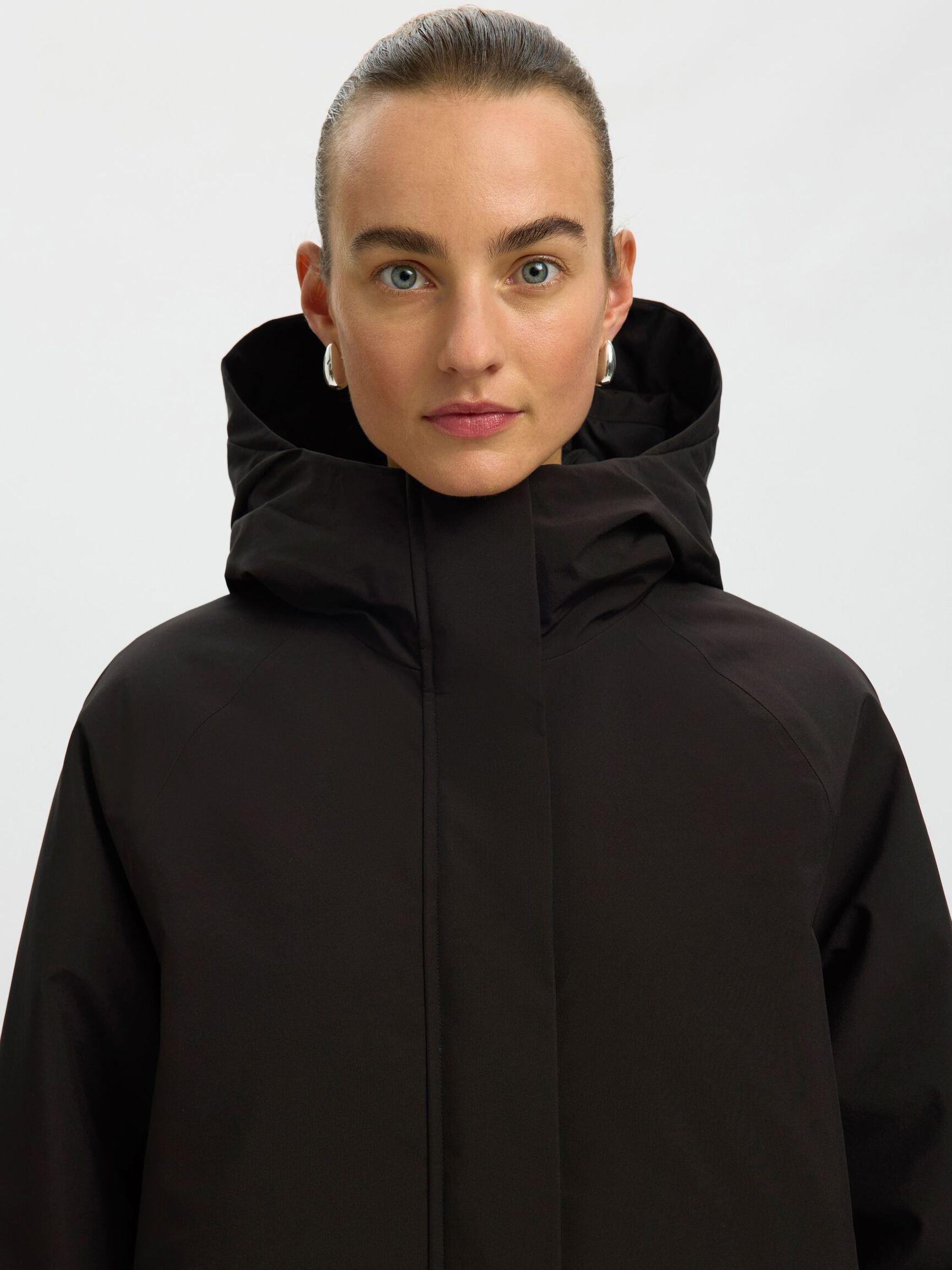 TEKNIK KUMAŞ DOLGULU CEKET, Black, highres