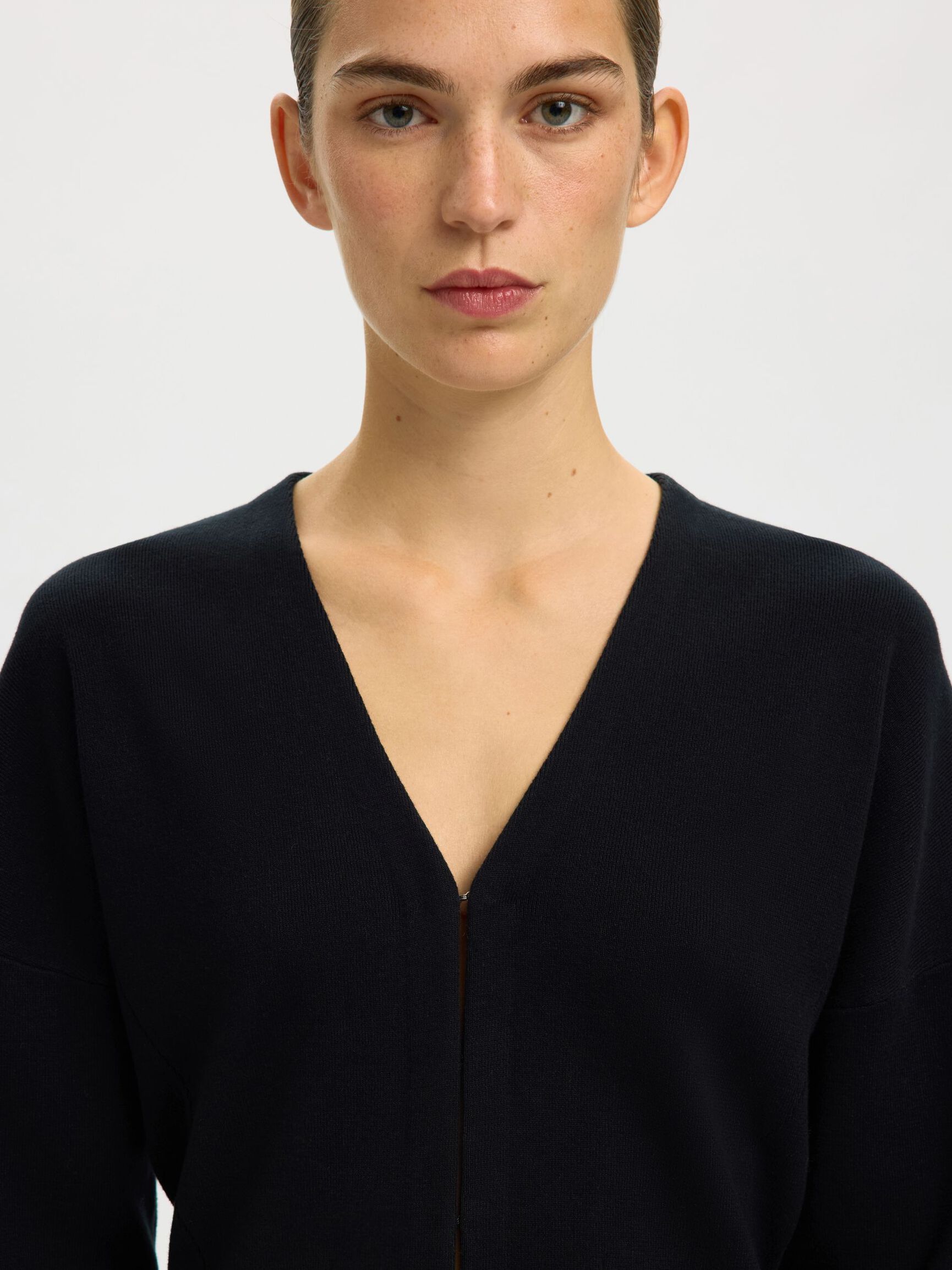 COTTON CARDIGAN, Black, highres