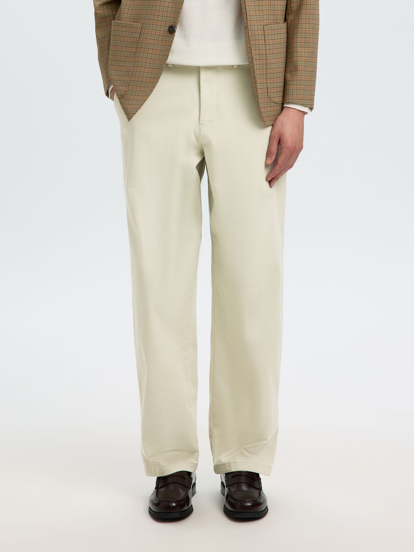 LOOSE FIT TWILL PANTOLON PANTOLON, Silver Birch, highres