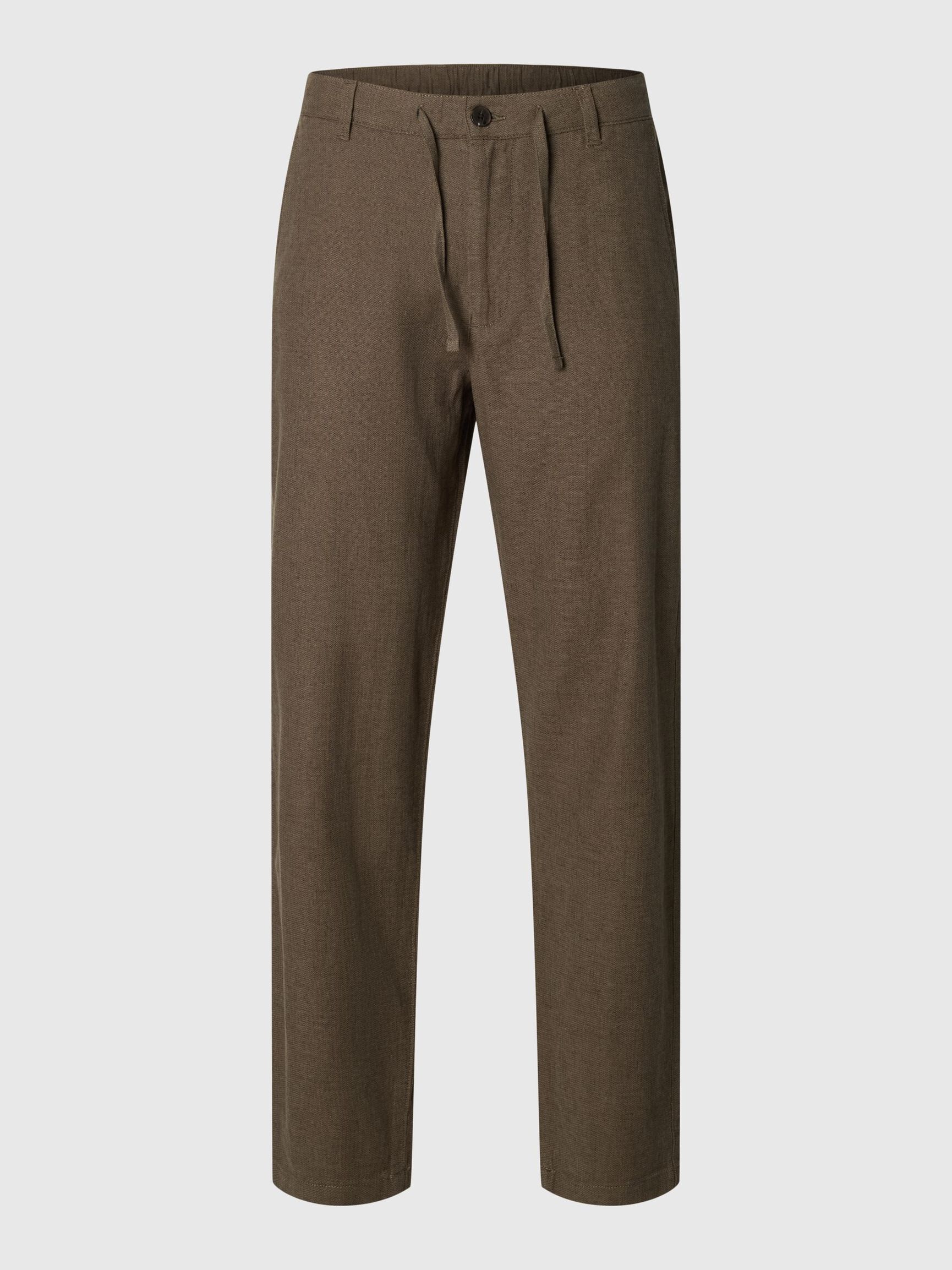SLIM TAPERED LINEN BLEND TROUSERS, Forest Night, highres