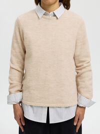 WOOL BLEND KNITTED PULLOVER, Birch, highres