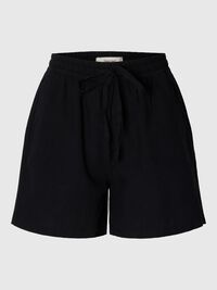 LINEN BLEND SHORTS, Black, highres
