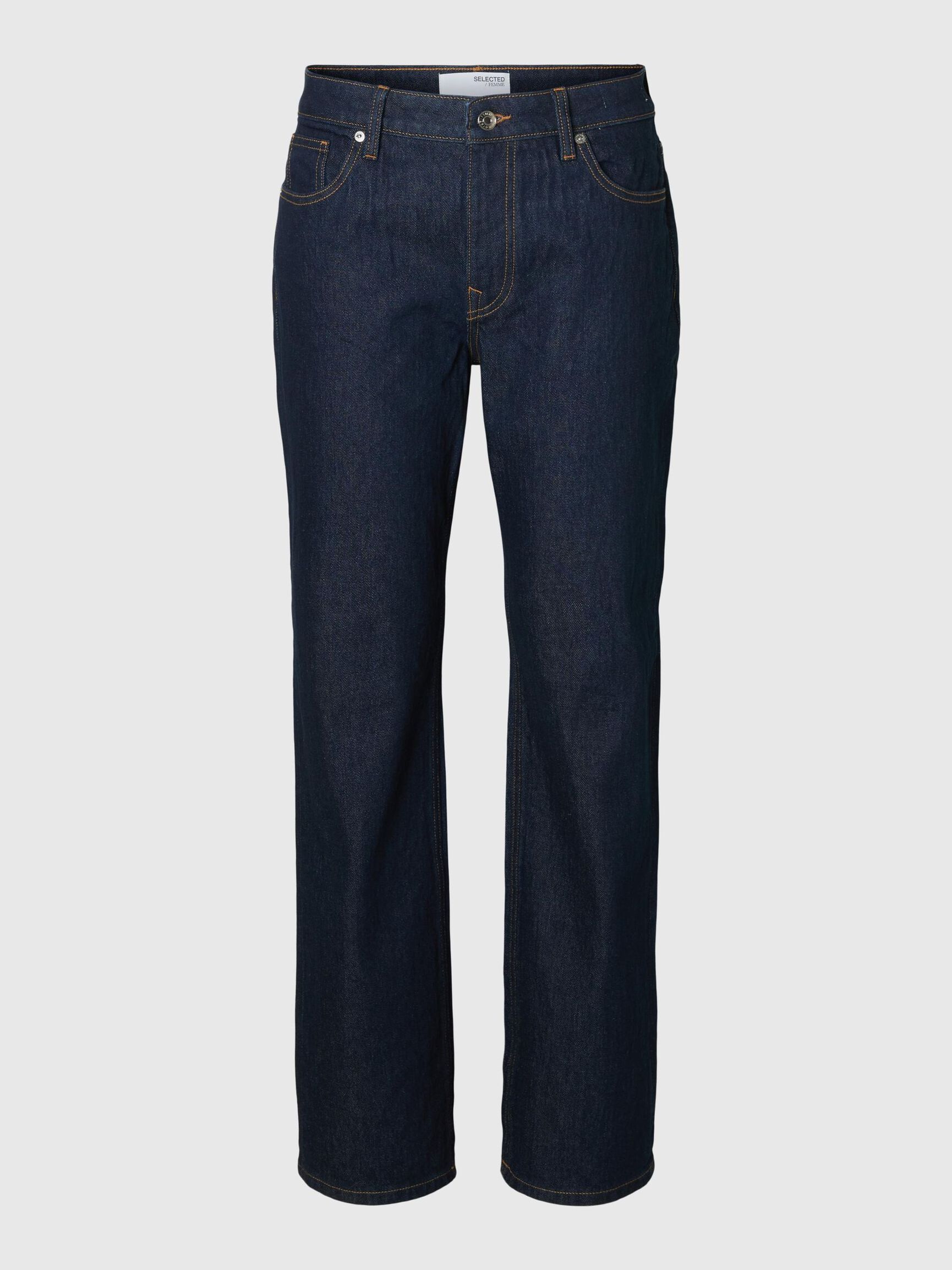 MID WAIST STRAIGHT FIT JEANS, Dark Blue Denim, highres