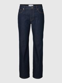 MID WAIST STRAIGHT FIT JEANS, Dark Blue Denim, highres