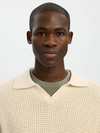 KNITTED POLO SHIRT, Angora, highres