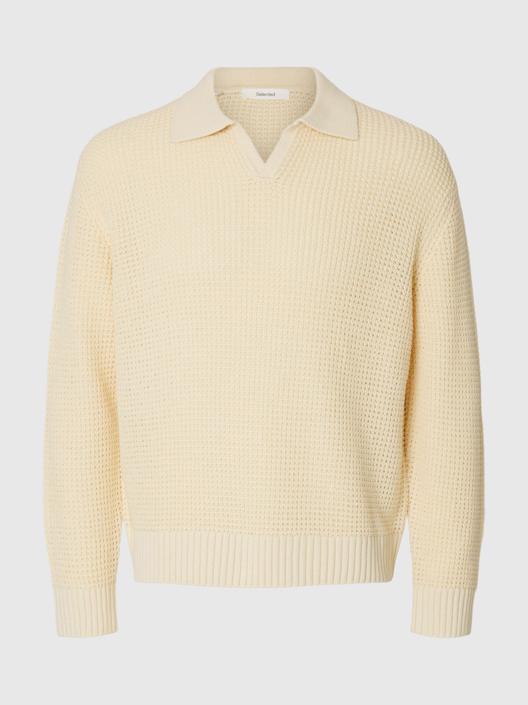 KNITTED POLO SHIRT, Angora, highres
