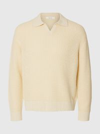 KNITTED POLO SHIRT, Angora, highres
