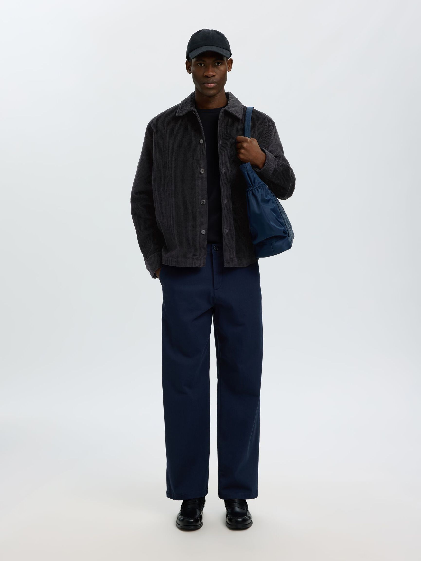 CORDUROY SHIRT, Black, highres