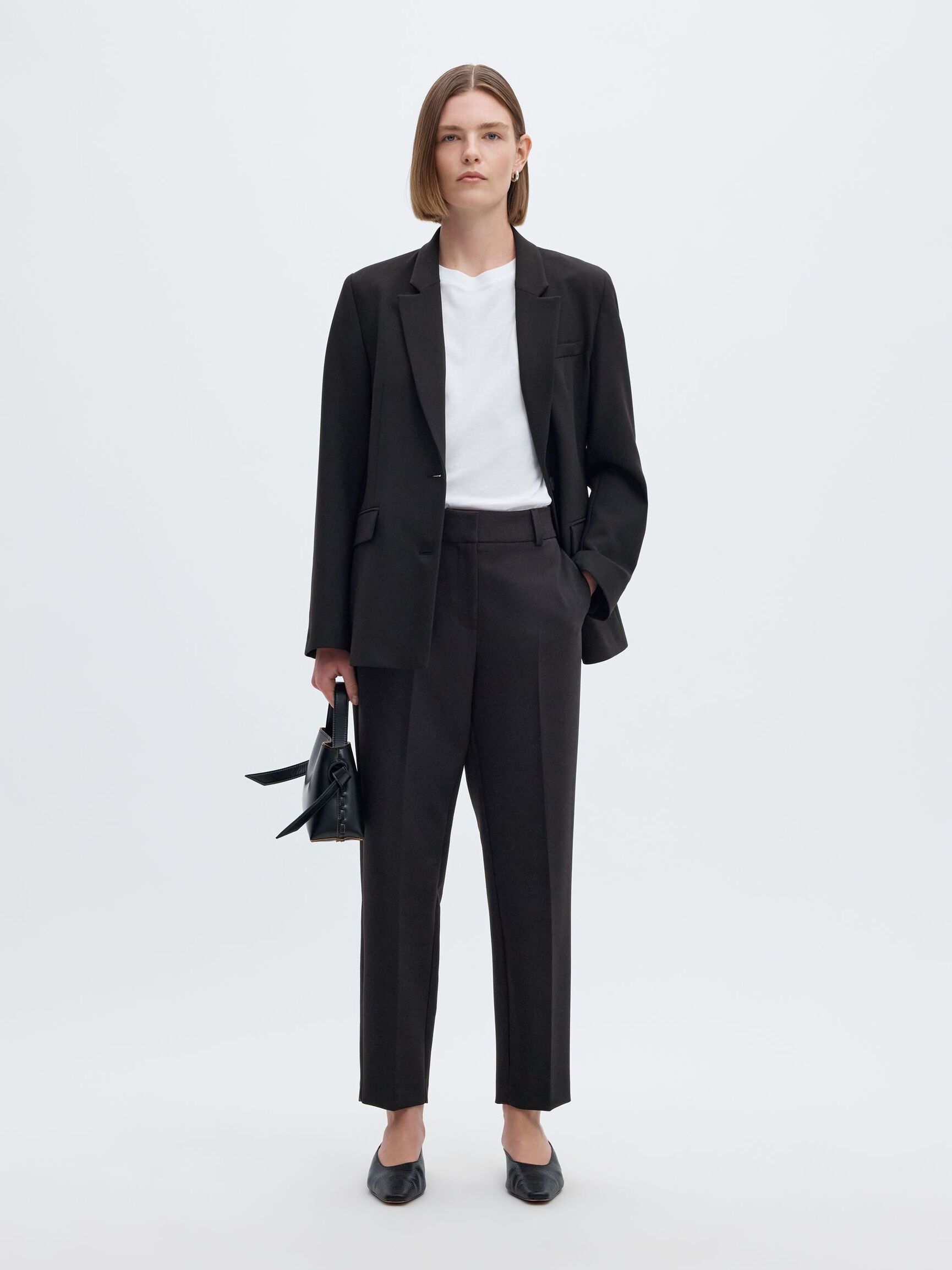 SLIM FIT KUMAŞ PANTOLON, Black, highres
