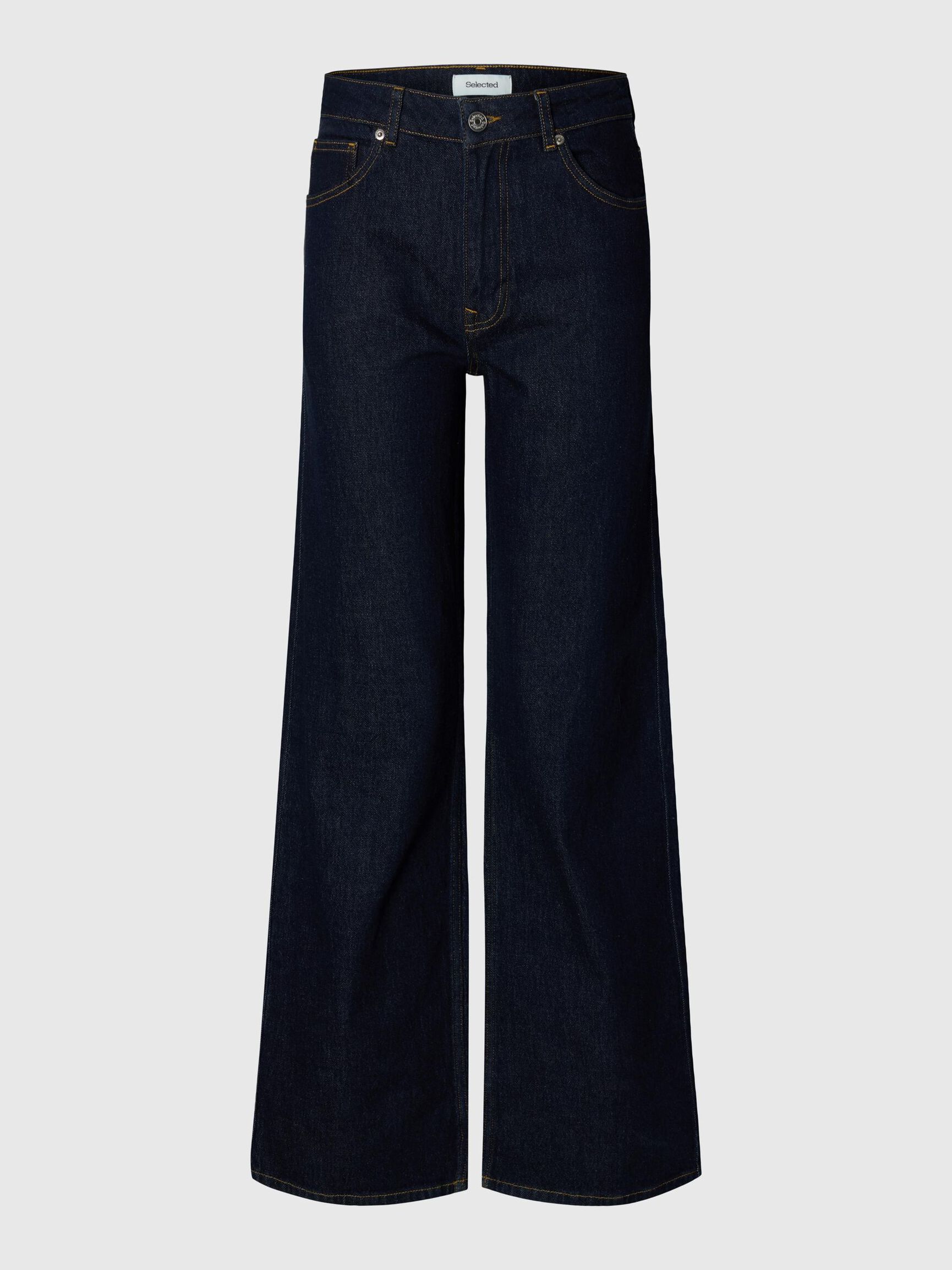 HIGH WAISTED WIDE LEG JEANS, Dark Blue Denim, highres