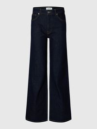 HIGH WAISTED WIDE LEG JEANS, Dark Blue Denim, highres
