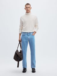 196 STRAIGHT FIT JEANS, Light Blue Denim, highres