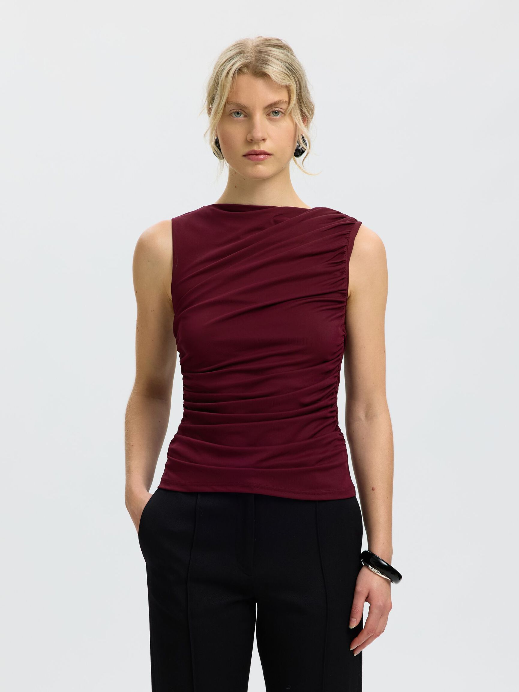 FITTED BLOUSE, Tawny Port, highres