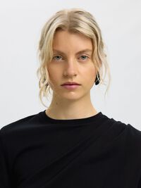 KISA KOLLU TIŞÖRT, Black, highres