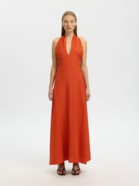 HALTER YAKA ELBISE MAXI ELBISE, Potters Clay, highres