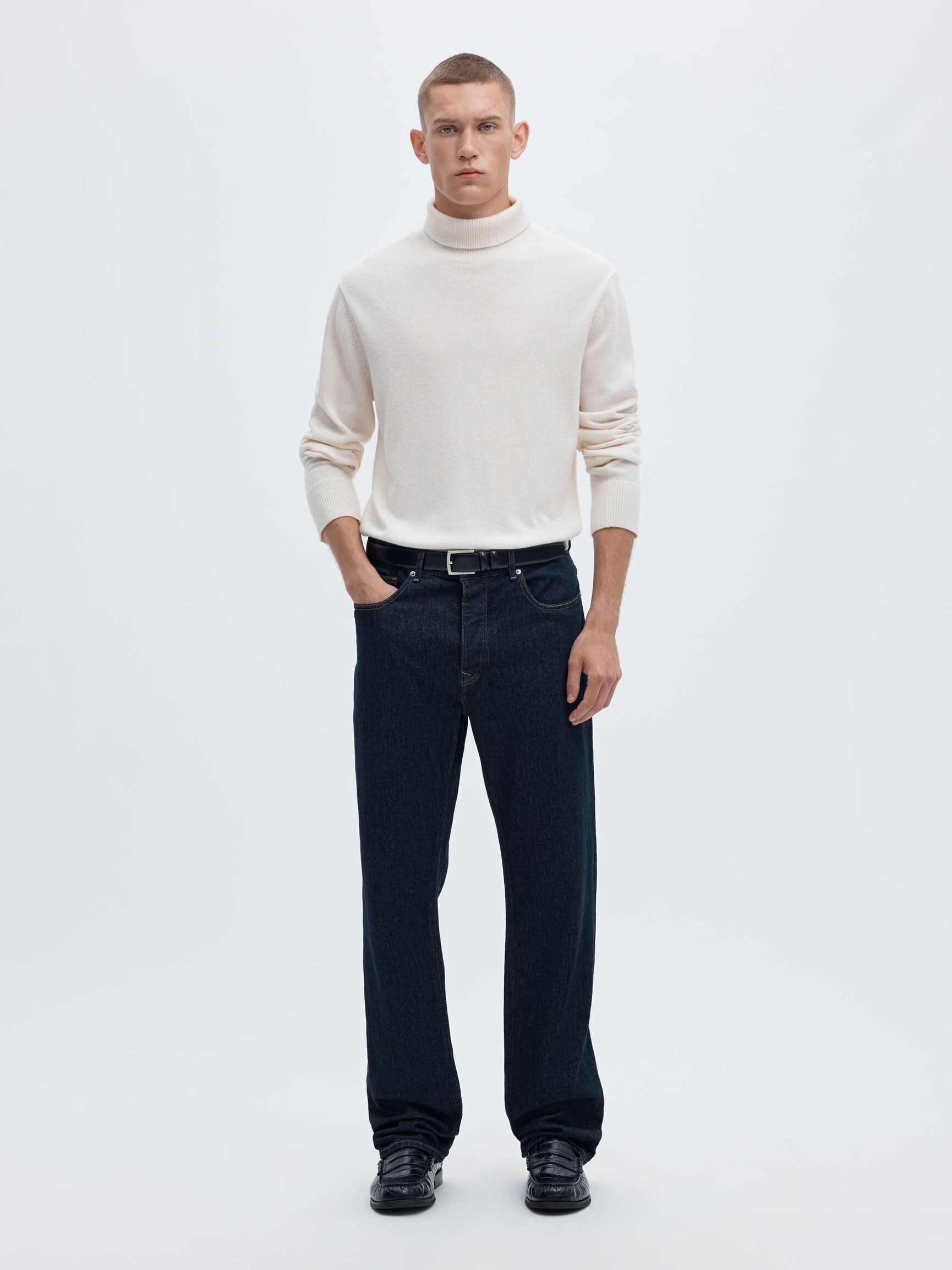 196 STRAIGHT FIT JEANS, Dark Blue Denim, highres