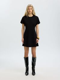 KISA KOLLU MINI ELBISE, Black, highres