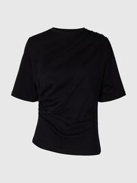 KISA KOLLU TIŞÖRT, Black, highres