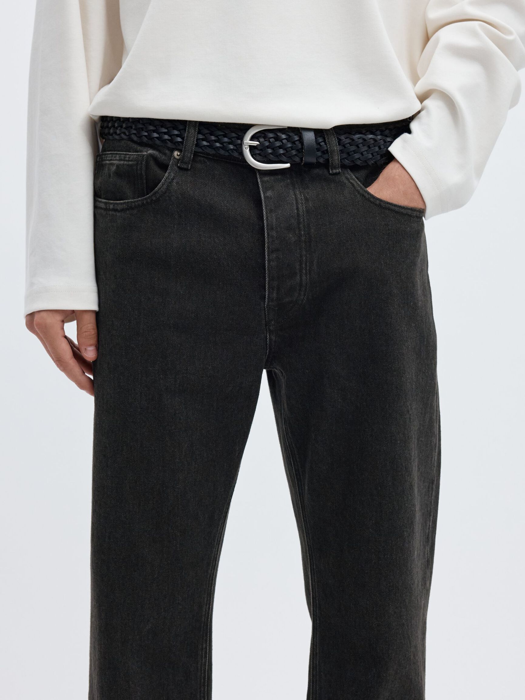 LOOSE FIT 220 JEAN BOL KESIM KOT PANTOLON, Black Denim, highres