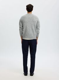 BISIKLET YAKA KAZAK, Light Grey Melange, highres