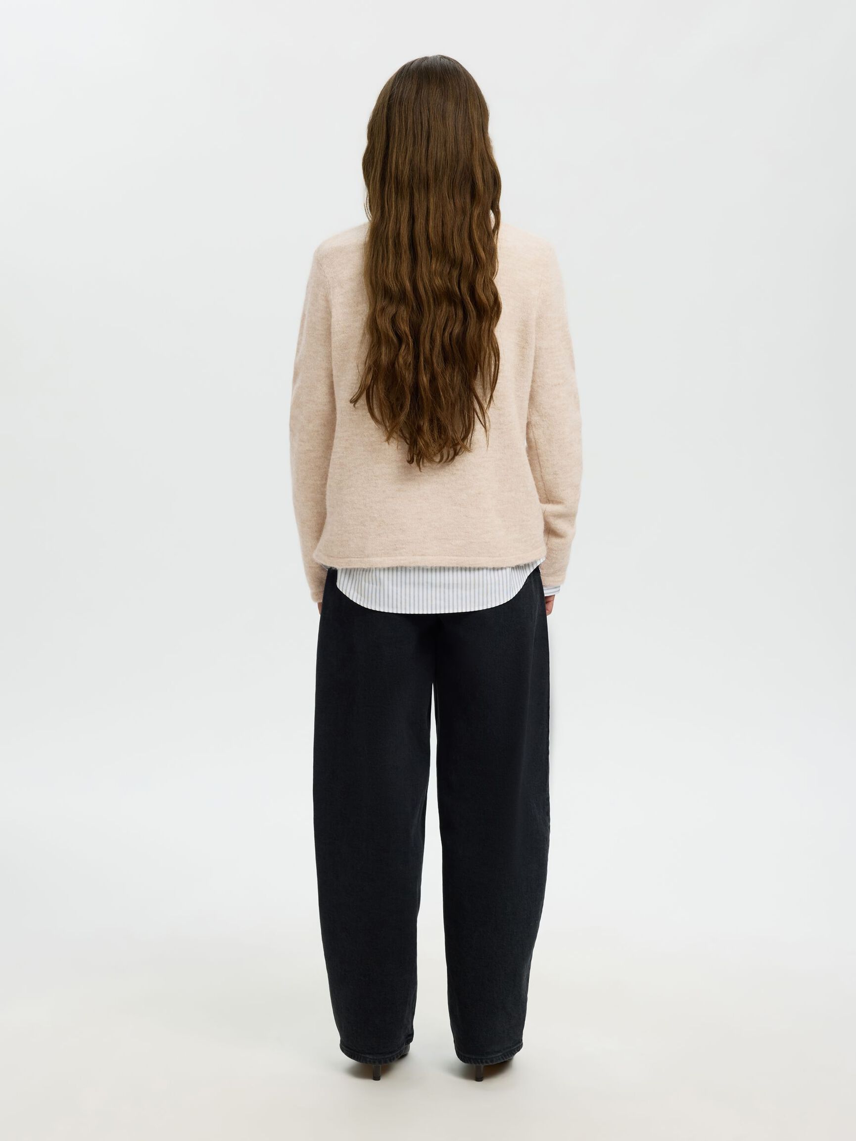 WOOL BLEND KNITTED PULLOVER, Birch, highres