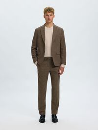 SLIM FIT YÜN PANTOLON, Medium Brown Melange, highres