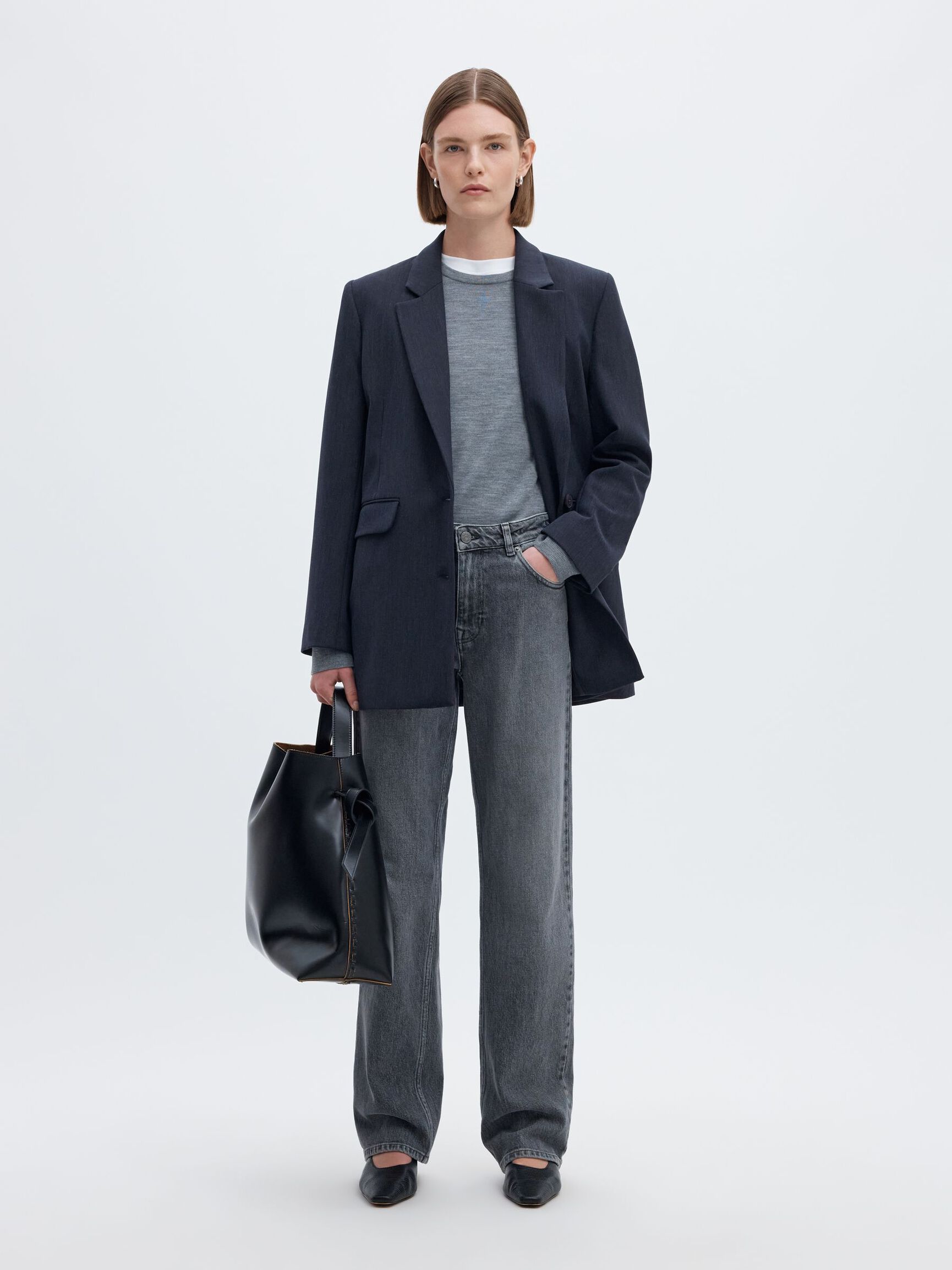 VISCOSE BLEND OVERSIZED BLAZER, Dark Sapphire, highres