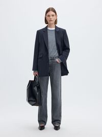 VISCOSE BLEND OVERSIZED BLAZER, Dark Sapphire, highres