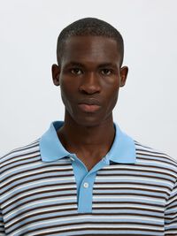 ÇIZGILI KISA KOLLU POLO ÖRGÜ POLO TIŞÖRT, Egret, highres
