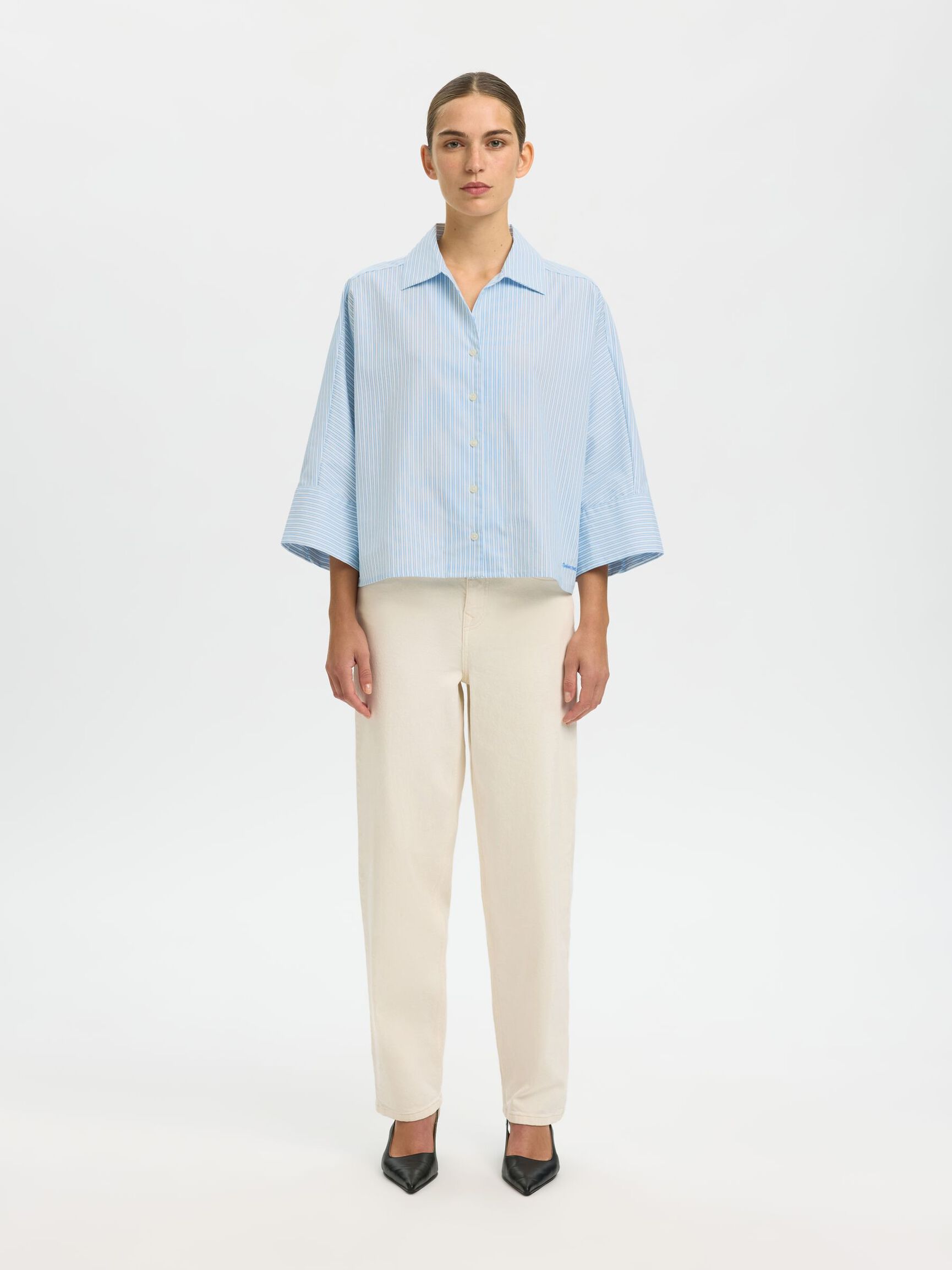 OVERSIZED 3/4 SLEEVED SHIRT, Malibu Blue, highres