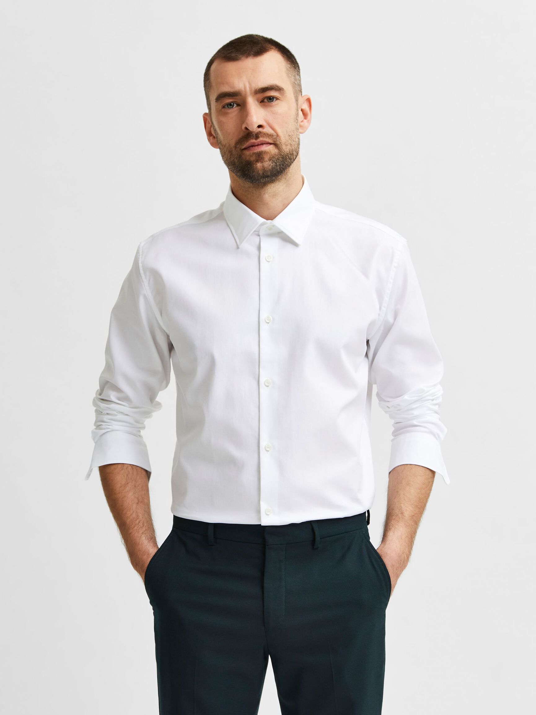 KLASIK UZUN KOLLU GÖMLEK GÖMLEK, Bright White, highres