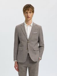 SLIM FIT SINGLE-BREASTED BLAZER, Dark Sand Melange, highres