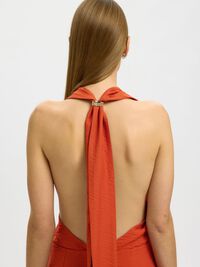 HALTER YAKA ELBISE MAXI ELBISE, Potters Clay, highres