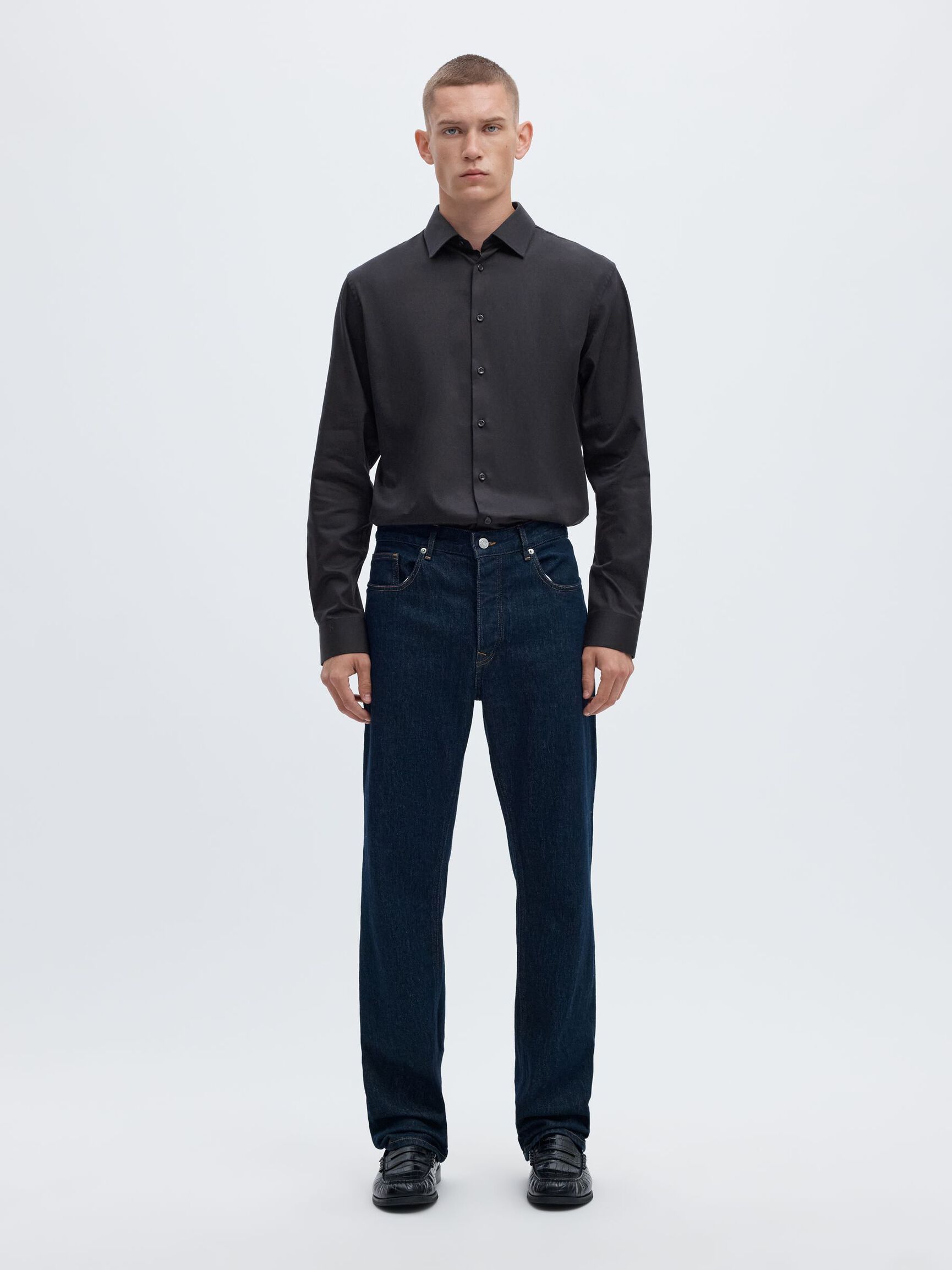 SLIM FIT GÖMLEK GÖMLEK, Black, highres