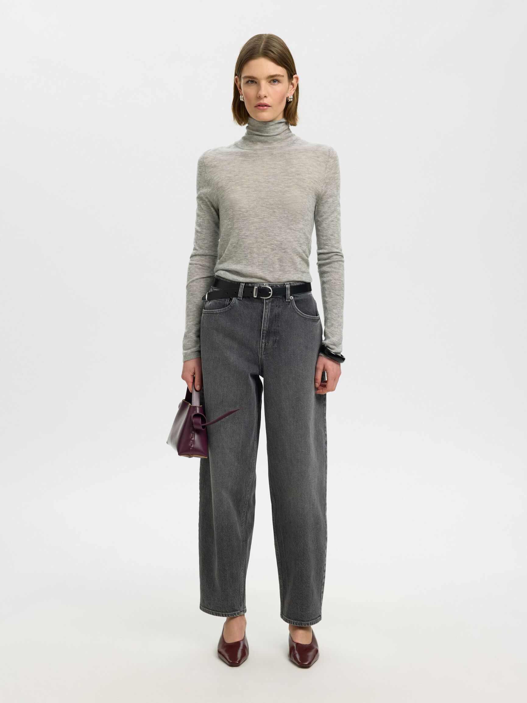 MERINO YÜN BALIKÇI YAKA, Light Grey Melange, highres