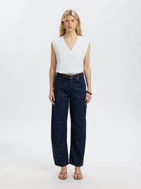 SLEEVELESS V-NECK TOP, Bright White, highres
