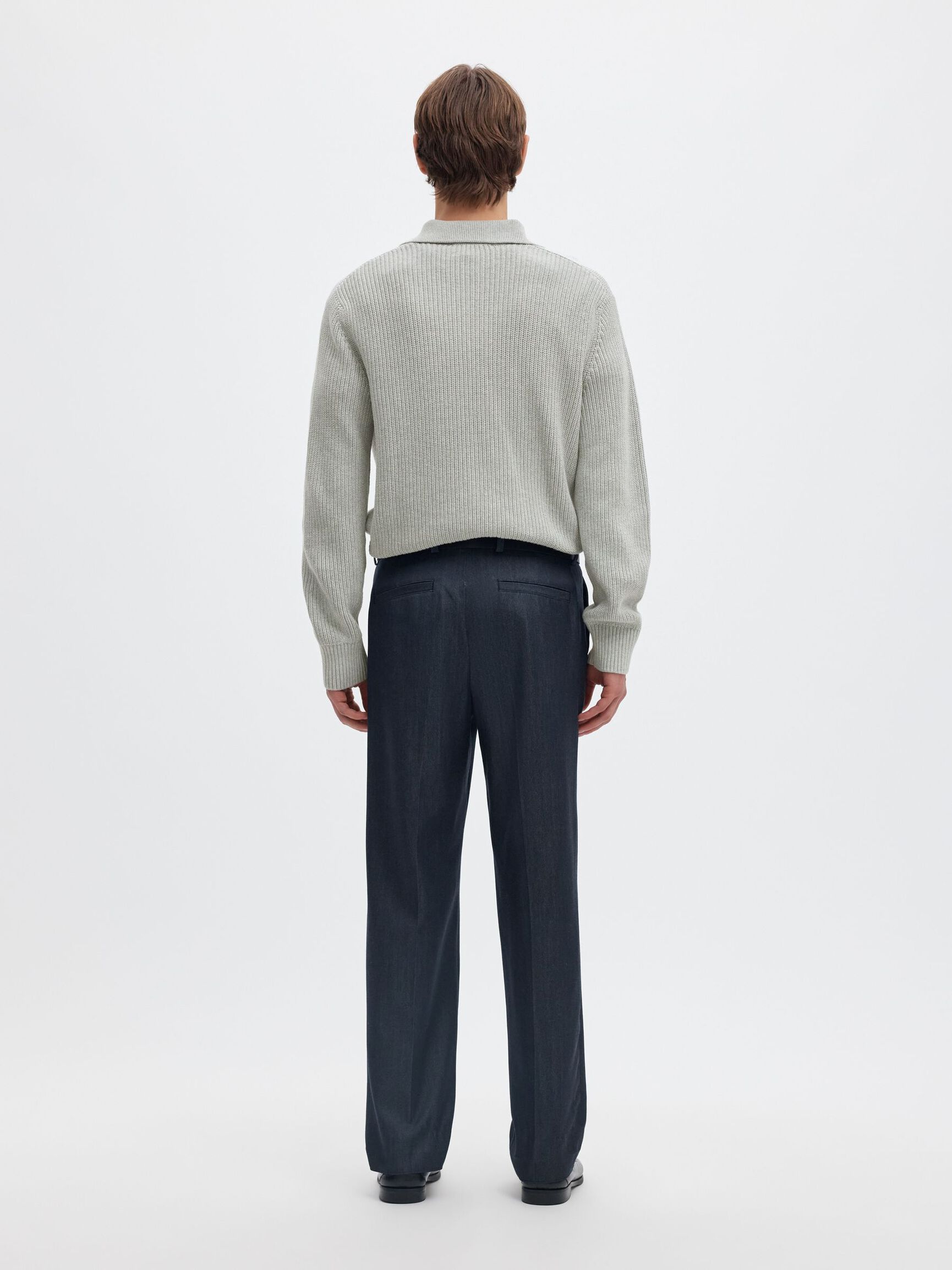 UZUN KOLLU TRIKO POLO ÖRGÜ POLO TIŞÖRT, Light Grey Melange, highres